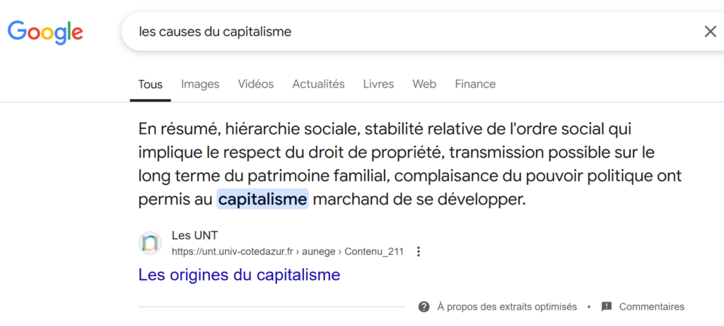 exemple featured snippet sur Google