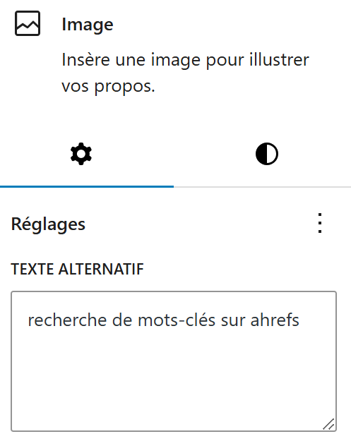 renseigner le texte alternatif dans wordpress