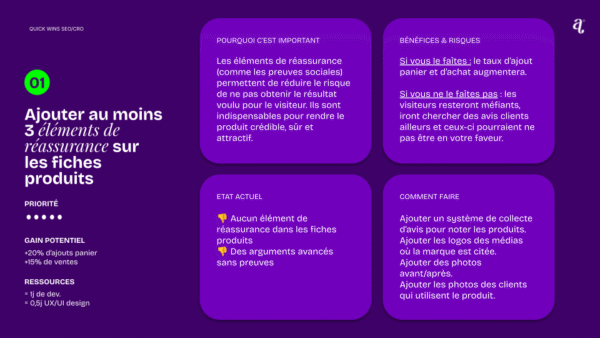 exemple reco quick win